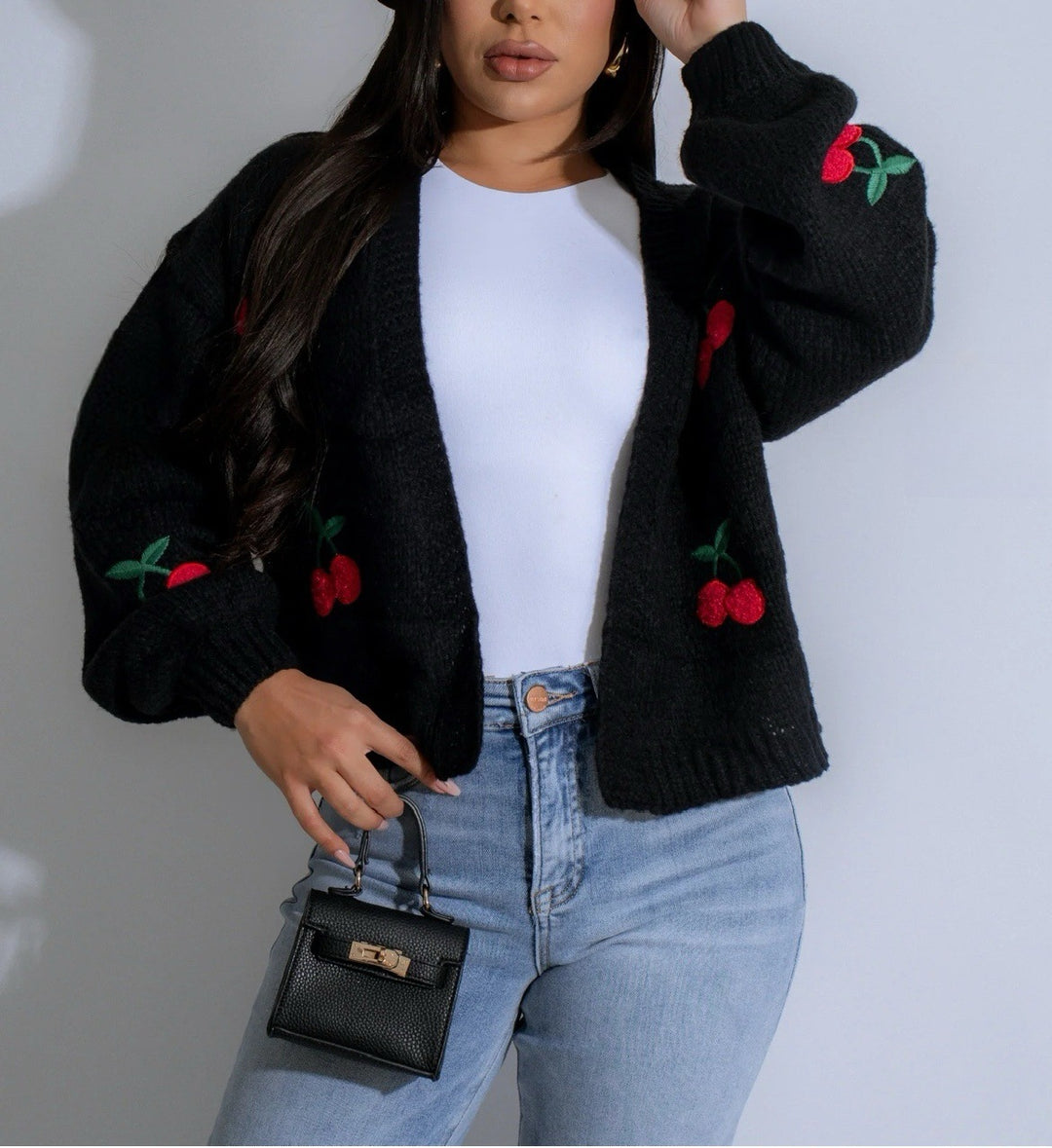 Ladies' vest with cherry embroidery Lune London