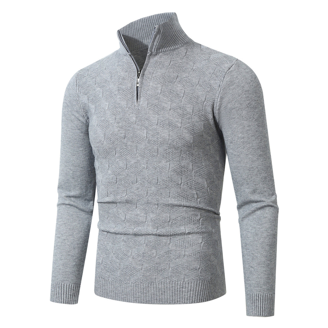 Trendy knitted sweater for men with half-zip and textured design Lune London
