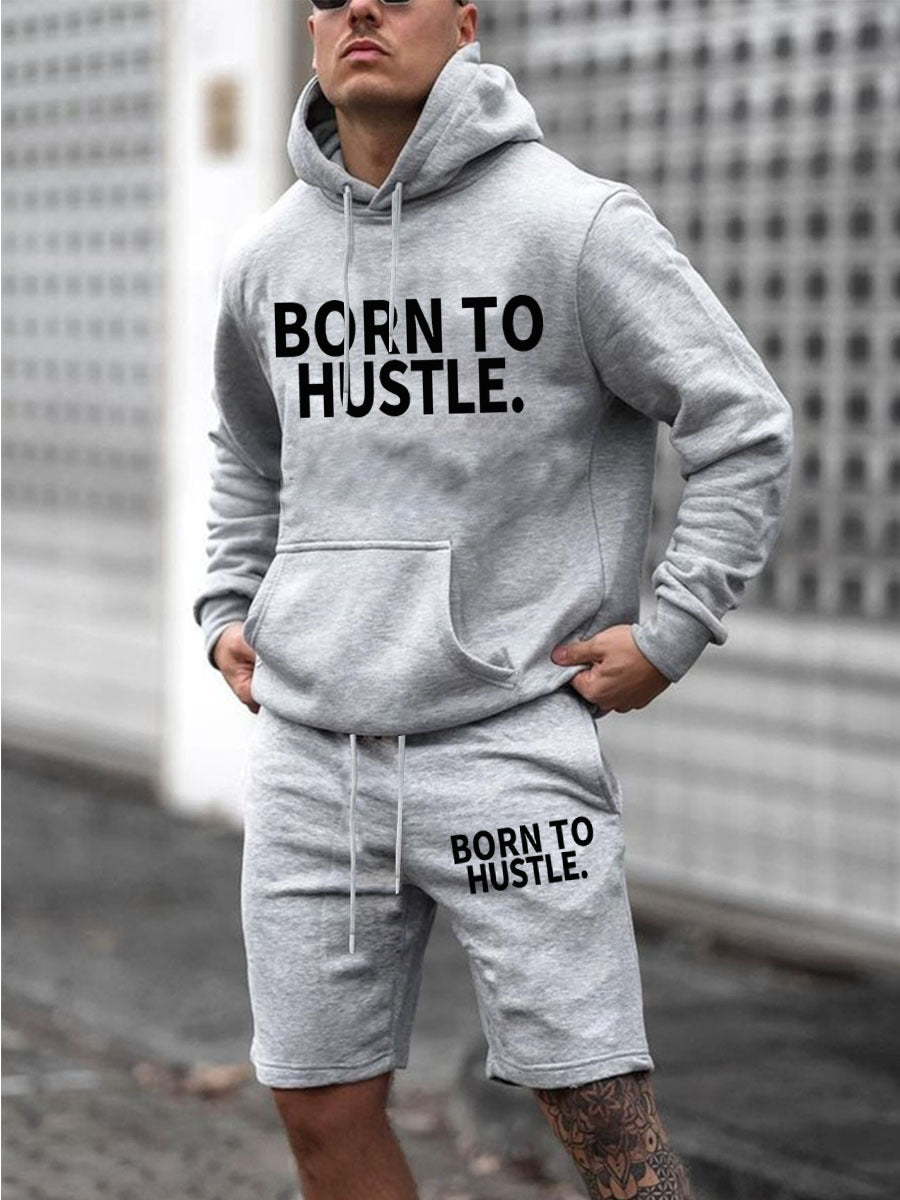 Women's hoodie and sporty shorts set with motivational Lune London inscription
