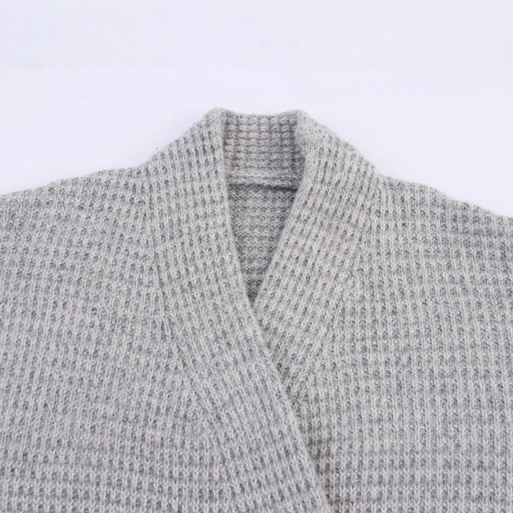 Knitted jacket for women with double-breasted and high collar Lune London