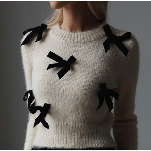 Knit sweater for women with playful bow details Amarae