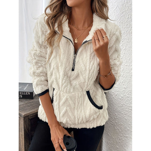 Women's fleece pullover with half-zip and textured design Amarae