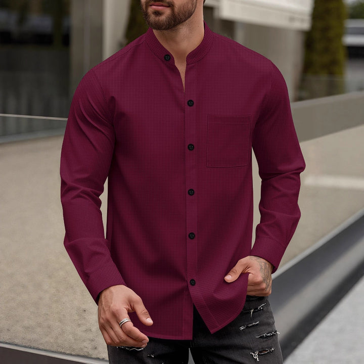 Long sleeve shirt for men with trendy stand-up collar and practical chest pocket Lune London