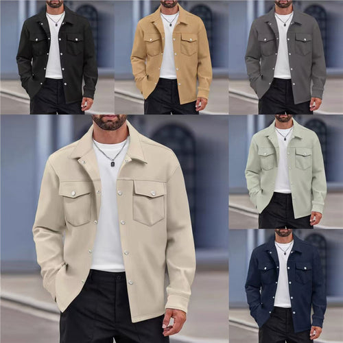 Versatile leisure jacket for men with modern pockets and chic button details.