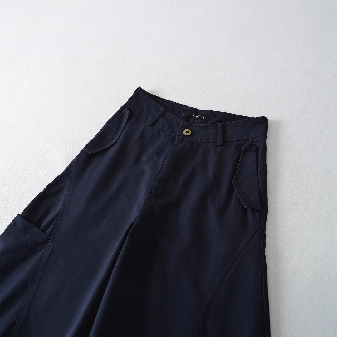 Women's Cropped Cargo Pants with High Waist, Wide Leg, and Flap Pockets Amarae
