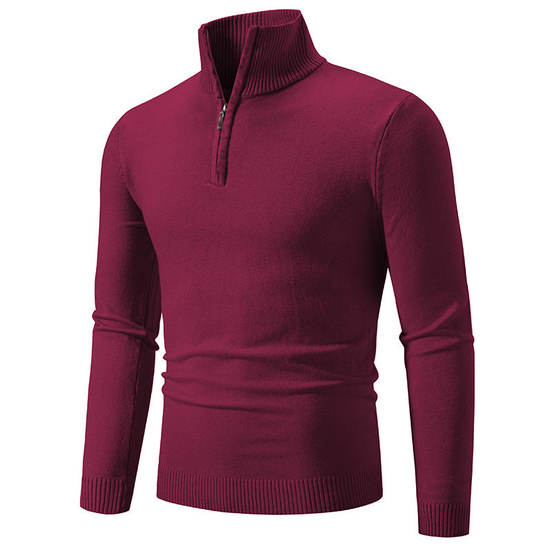 Knitted sweater for men with high collar and practical zipper Lune London