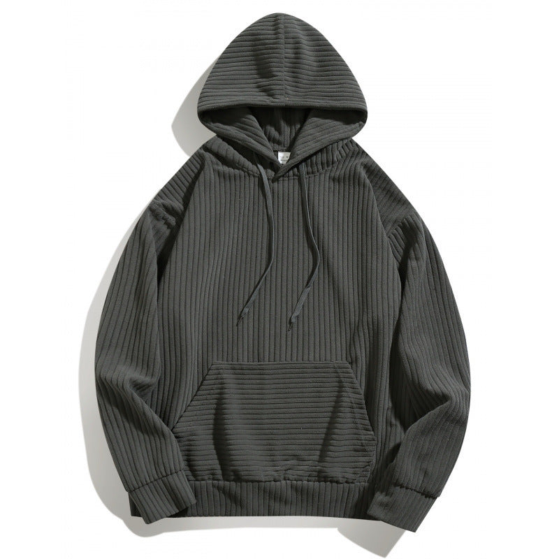 Men's casual hoodie with a textured striped pattern and practical pockets Amarae