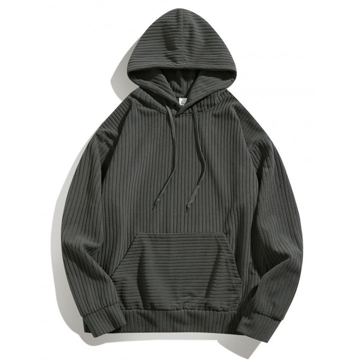 Men's casual hoodie with a textured striped pattern and practical pockets Amarae