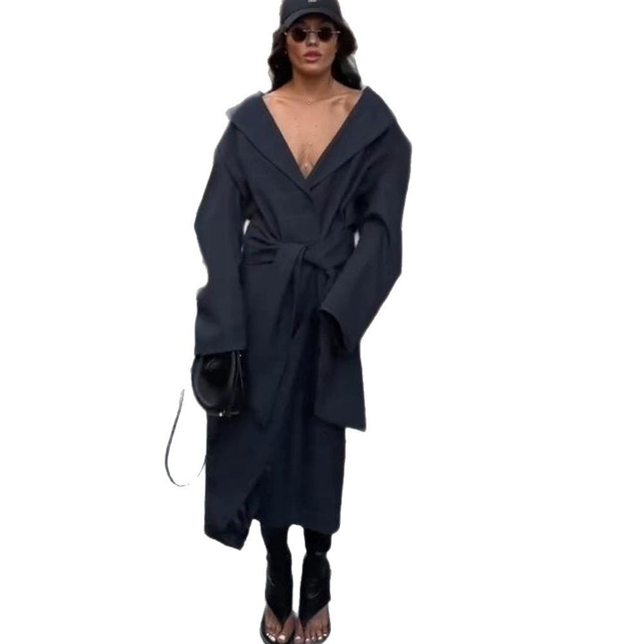 Women's Oversized Wrap Coat with Wide Shawl Collar and Tie Belt Amarae