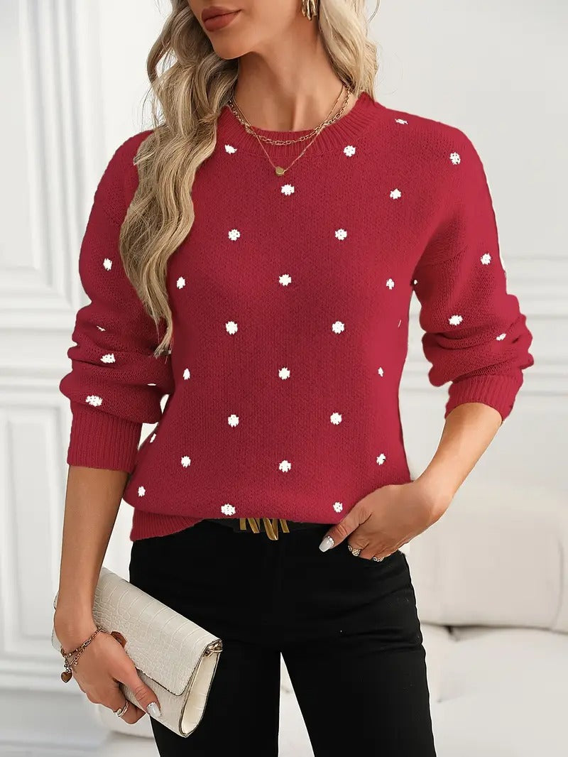 Cozy knit sweater for women with a trendy polka dot pattern Lune London