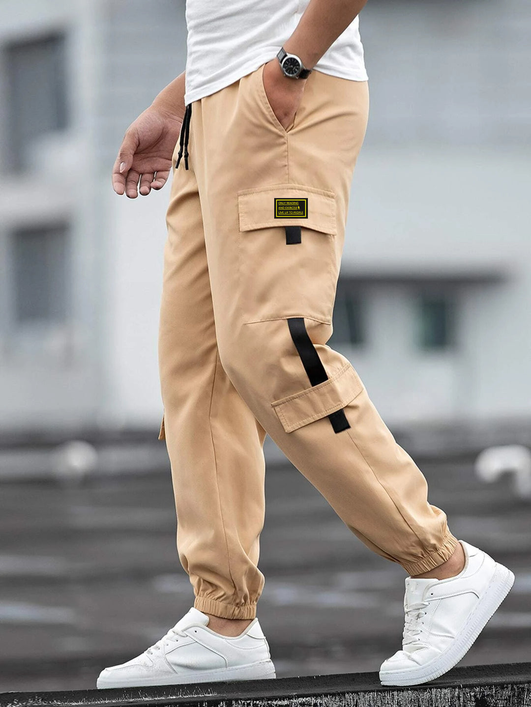 Casual cargo pants for men with adjustable waist and practical zip pockets Lune London