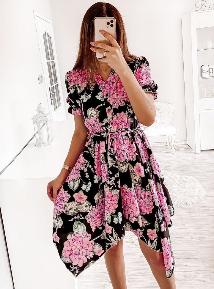 Chic and Stylish High-Low Floral Women's Dress