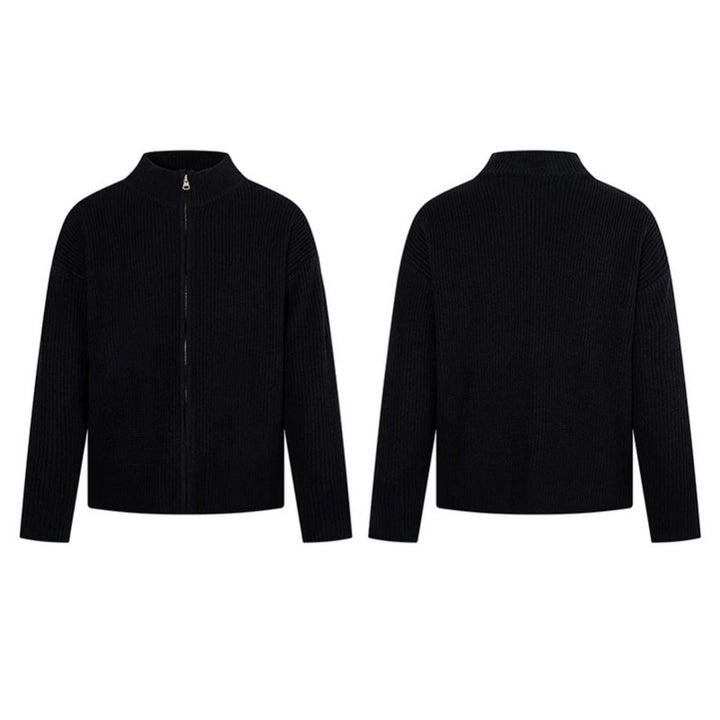 Women's chunky knit zip jacket with stand-up collar and oversized fit Amarae