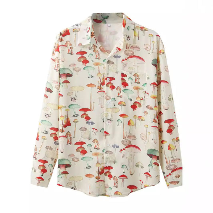 Long sleeve shirt for women with a creative mushroom pattern and high-quality materials Lune London