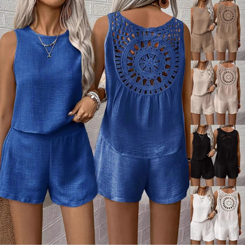 Women Boho Chic Crochet Back Jumpsuit Amarae