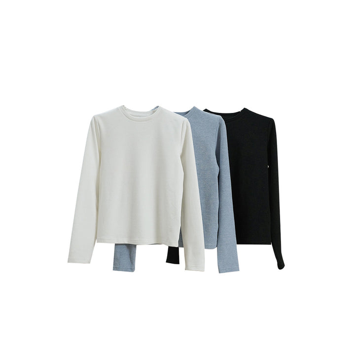Women's fine round neck sweater made of cotton blend with slightly tailored silhouette Amarae