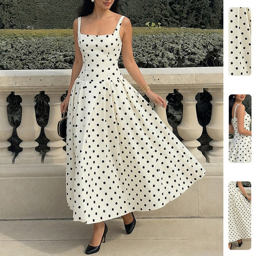 Robe maxi élégante à pois pour femmes Chic & Stil
