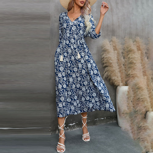 Amarae bohemian floral midi dress for women