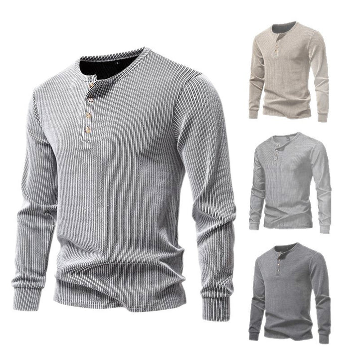 Long sleeve shirt for men with textured ribbed pattern and trendy button placket Lune London