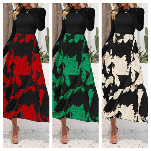Maxi skirt for ladies with floral ornaments and a flexible waist Amarae