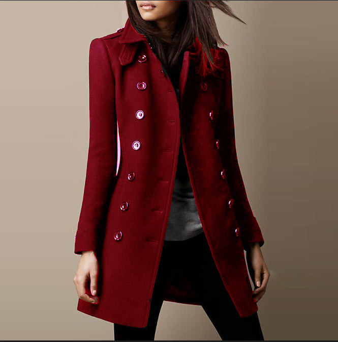 Ladies urban coat with double buttons and classic details Lune London