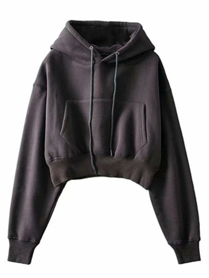 Ladies sweat-crop hoodie with kangaroo pocket Lune London
