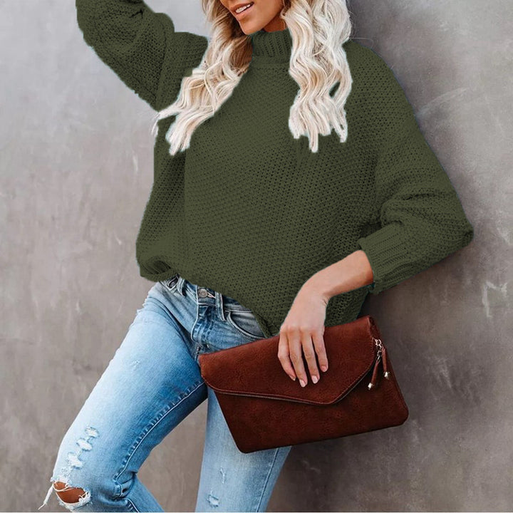 Pull en tricot épais pour femme avec col roulé et coupe décontractée Chic & Stil