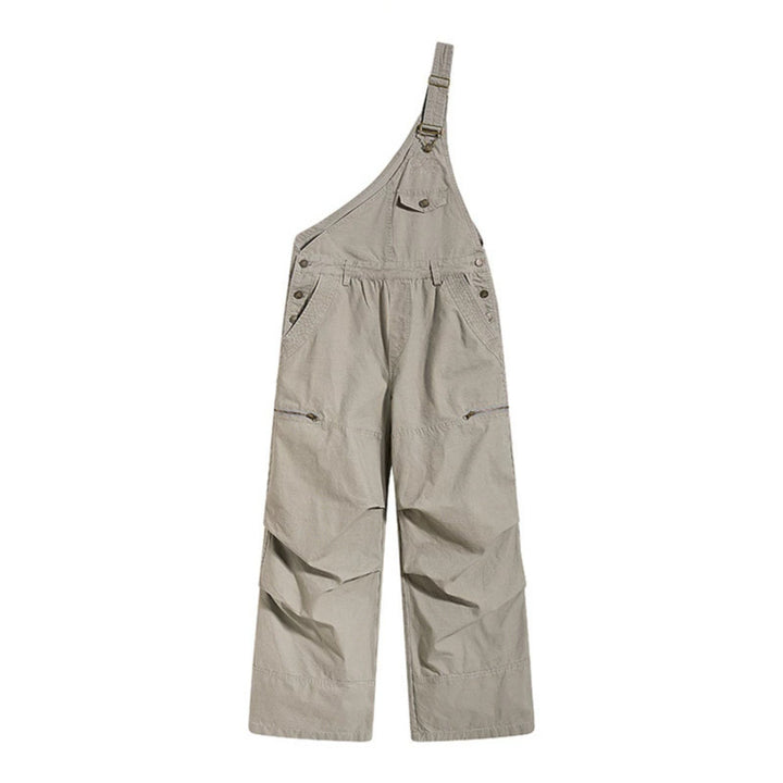Women's Wide Dungarees with Asymmetric Strap and Multi-Pockets Amarae