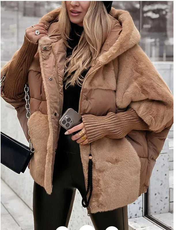Functional jacket for women with attractive fur elements and hood Lune London