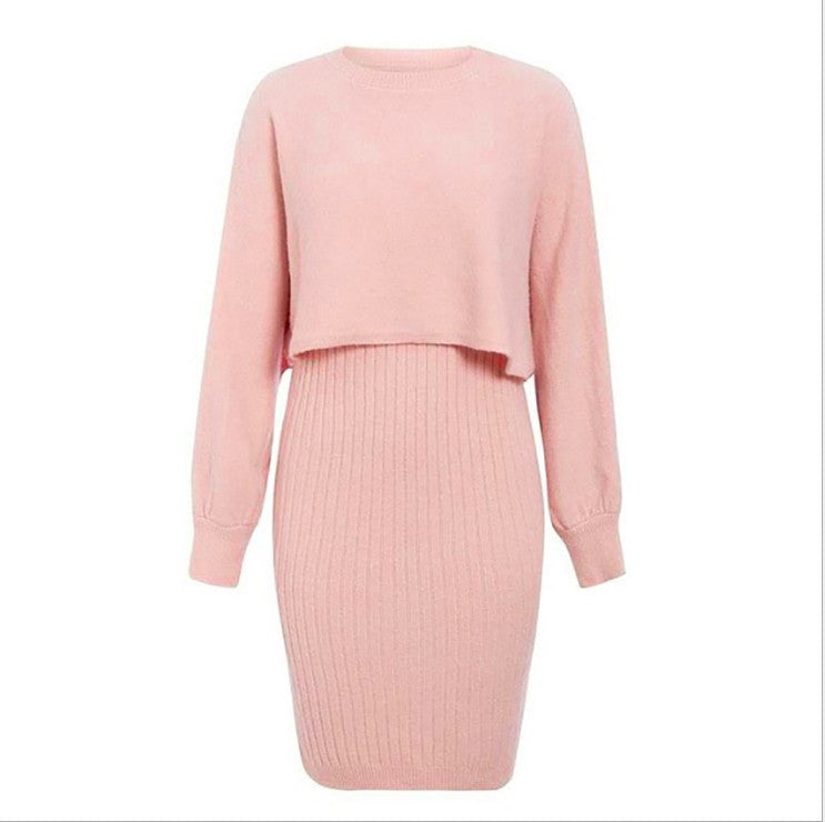 Knitted dress for ladies with short top and rib structure Lune London
