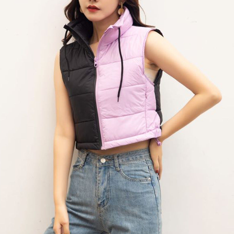 Ladies reversible vest with hugging function and high collar Lune London