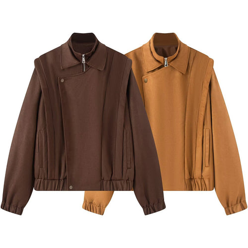 Chic and Stylish women's asymmetrical cut transitional jacket