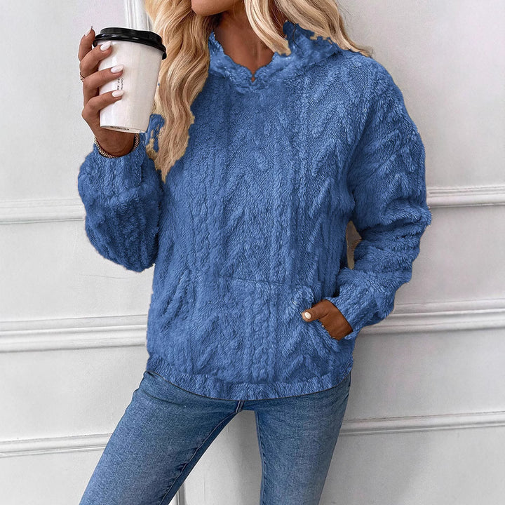 Ladies plush hoodie with high collar and kangaroo pocket Lune London