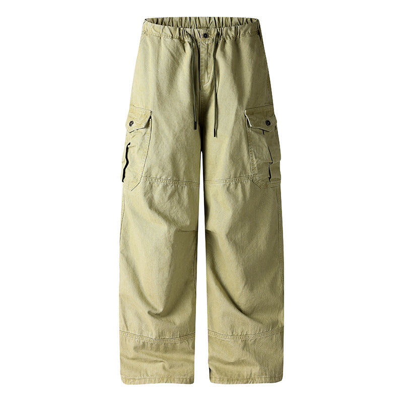 Women's Wide Cargo Palazzo Pants with Drawstring Waist and Multiple Pockets Amarae