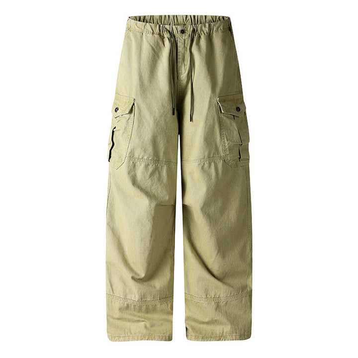 Women's Wide Cargo Palazzo Pants with Drawstring Waist and Multiple Pockets Amarae