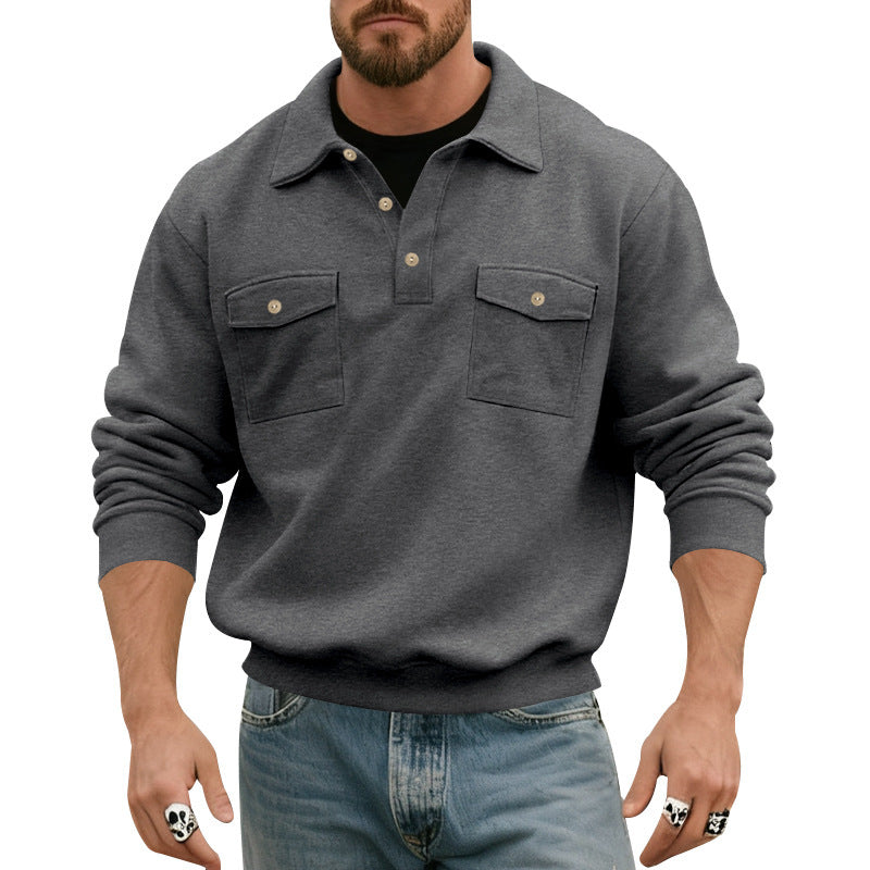 Comfortable fleece pullover for men with practical chest pockets Lune London