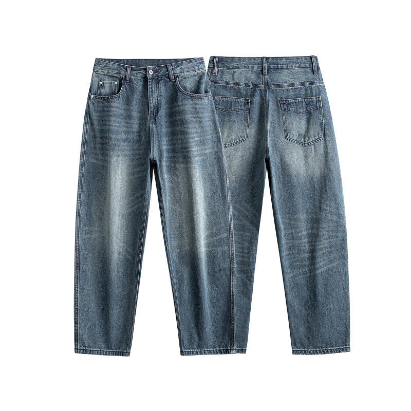 Men's relaxed fit jeans with high waist and used fade Amarae