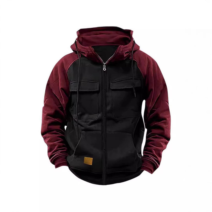 Hooded jacket for men with practical front utility pockets and a high collar Lune London
