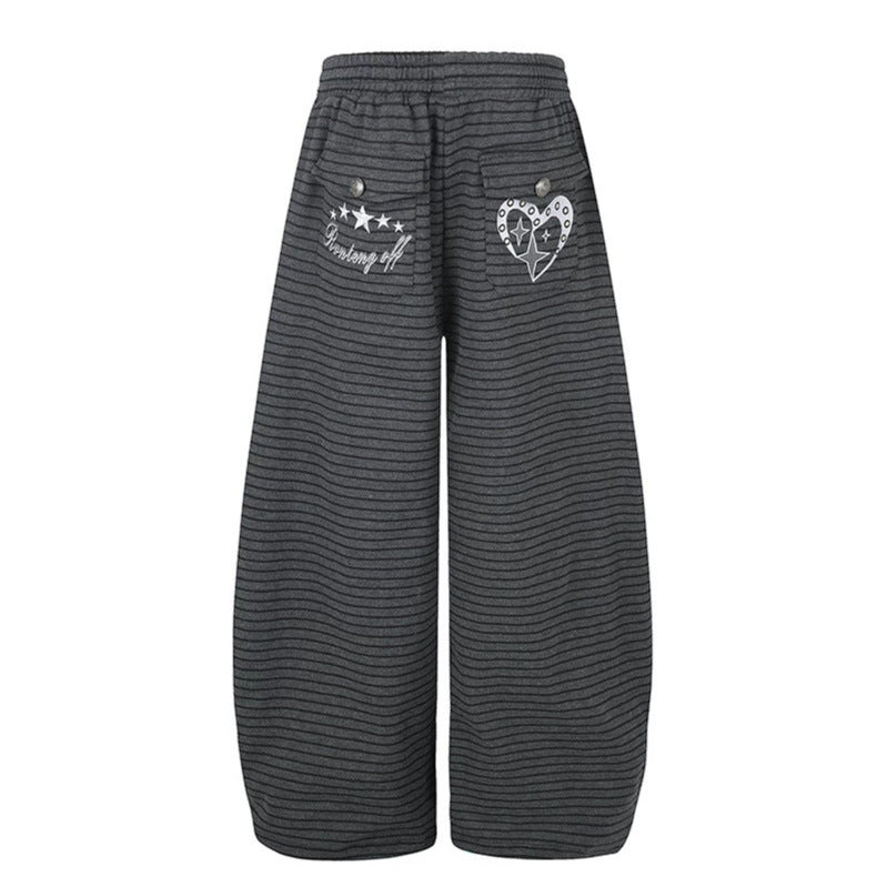 Women's Wide Palazzo Culotte Sweatpants with Drawstring Waistband and Decorative Button Placket Amarae