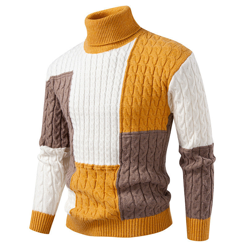 Elegant knitted sweater for men with textured pattern and high collar Lune London