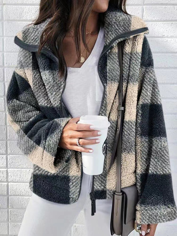 Teddy-fleece jacket for women with high collar Lune London