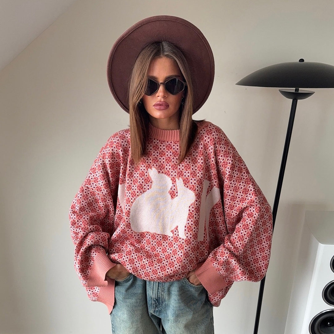 Oversized knitted sweater for women with creative pattern Lune London