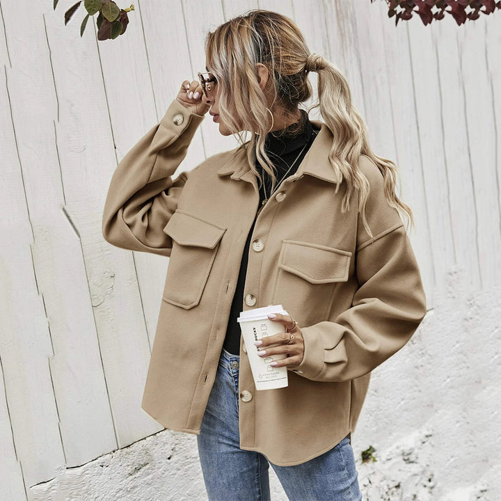 Ladies elegant oversized jacket with applied pockets and fashionable collar Lune London