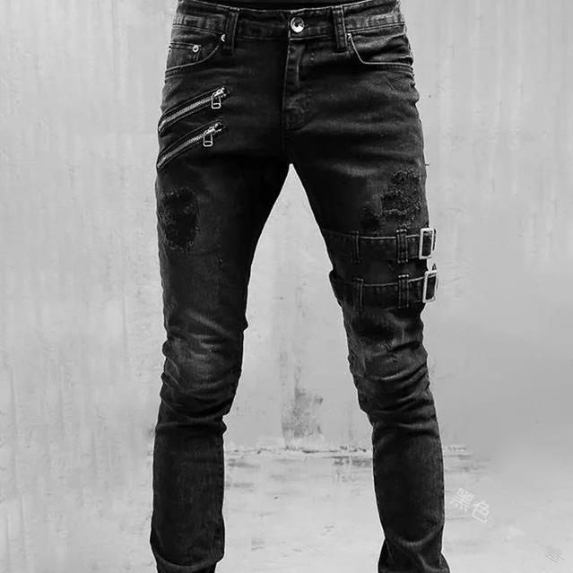Men's Jeans with Stylish Zip and Distressed Details Lune London