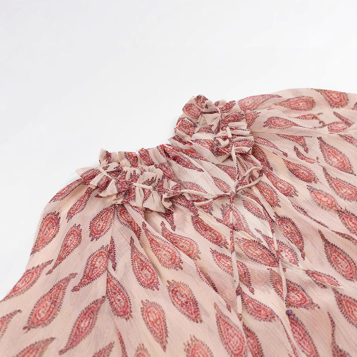 Women's chiffon blouse with ruffle collar and paisley print Amarae