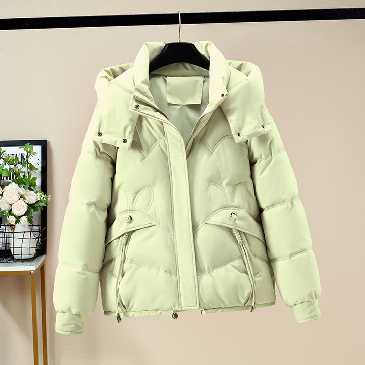 Ladies Fashion Padded Jacket with Removable Hood and Side Pockets with Opening.