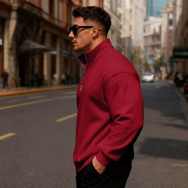 Sporty sweater for men with high collar and half-zip Lune London
