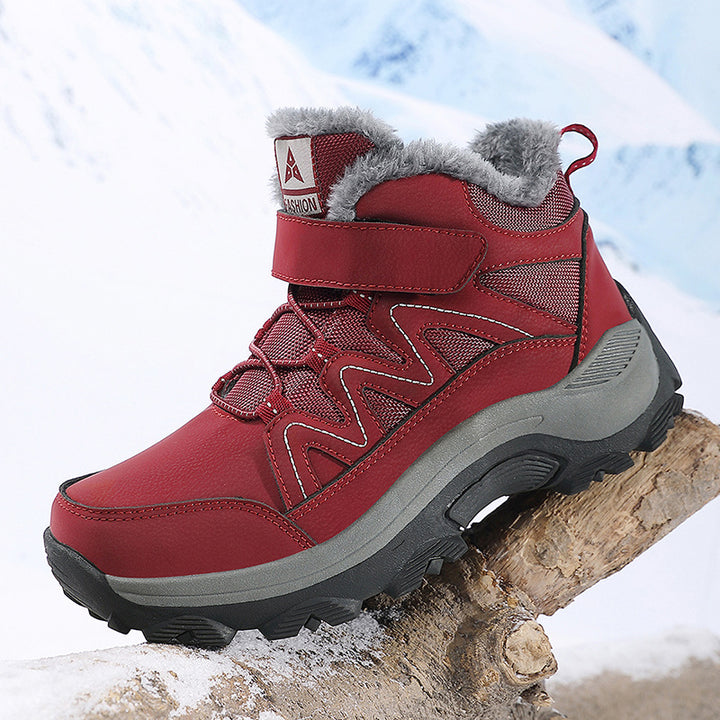 Men Insulated Winter Trekking Boots with Thermal Lining, Velcro Closure, and Traction Off-Road Profile Sole Amarae