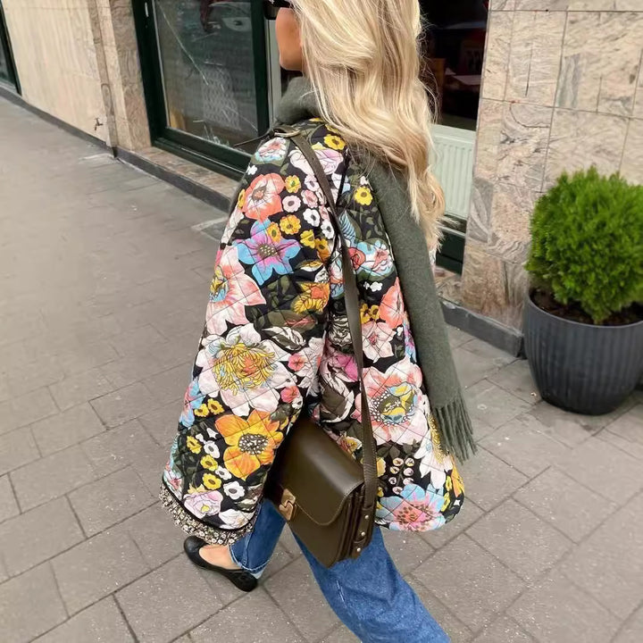 Quilted floral jacket for ladies with luxurious lining Amarae