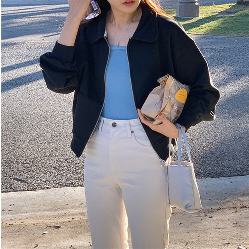 Sweat-shirt zippé décontracté pour femmes avec manches larges Chic & Stil